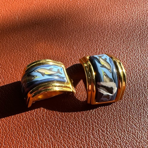 AUTHENTIC Hermès Vintage Ceramic Clip-on Earrings - Picture 2 of 7